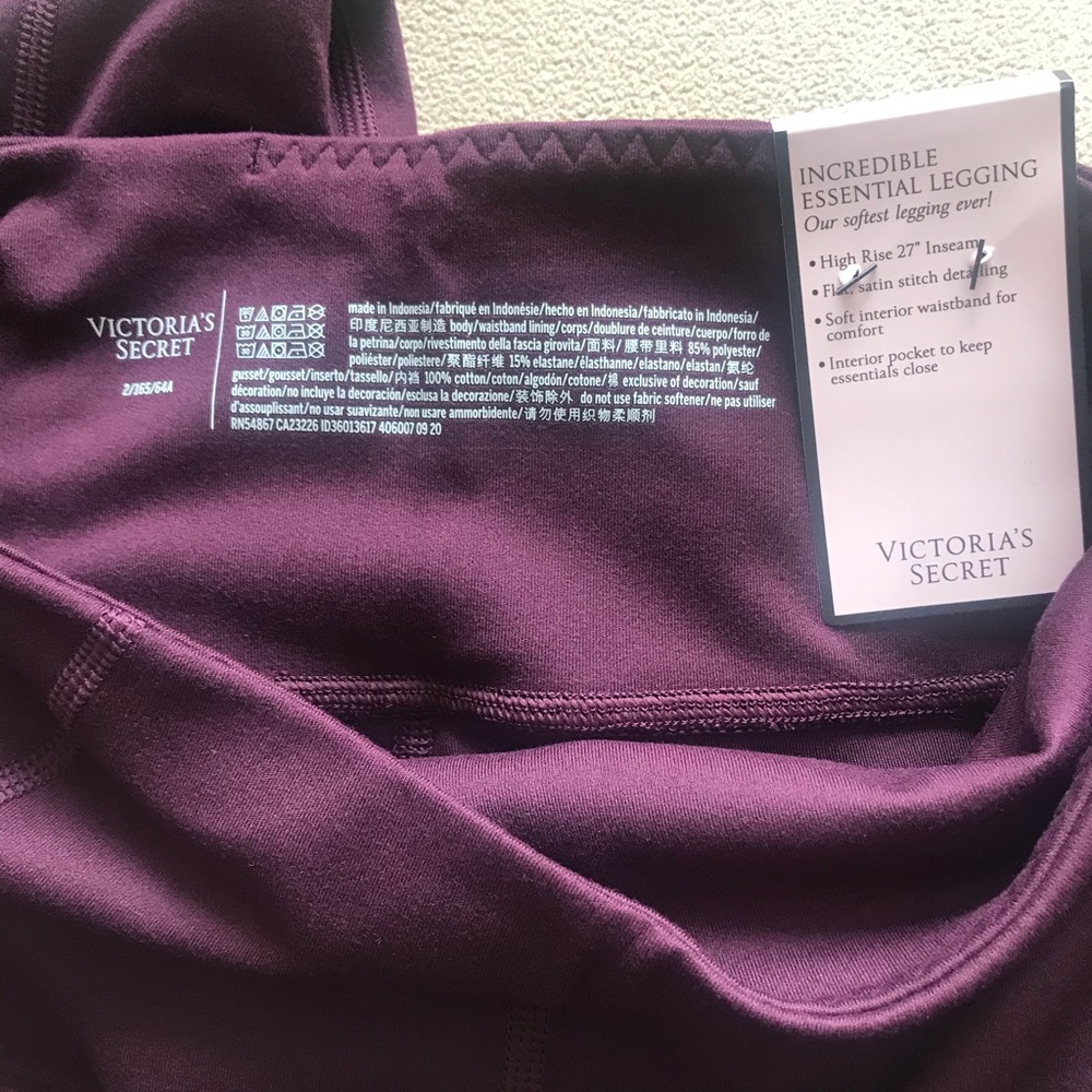 Plum purple Workout Stretch Legging pockets Victoria’s Secret Pants Size 2 yoga - Picture 5 of 8